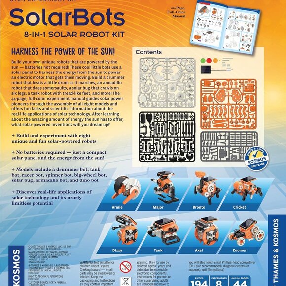 NEW Thames & Kosmos Solar Bots Robots STEM TOY KIT 8-in-1 Solar Robot Science Ex - Picture 12 of 16